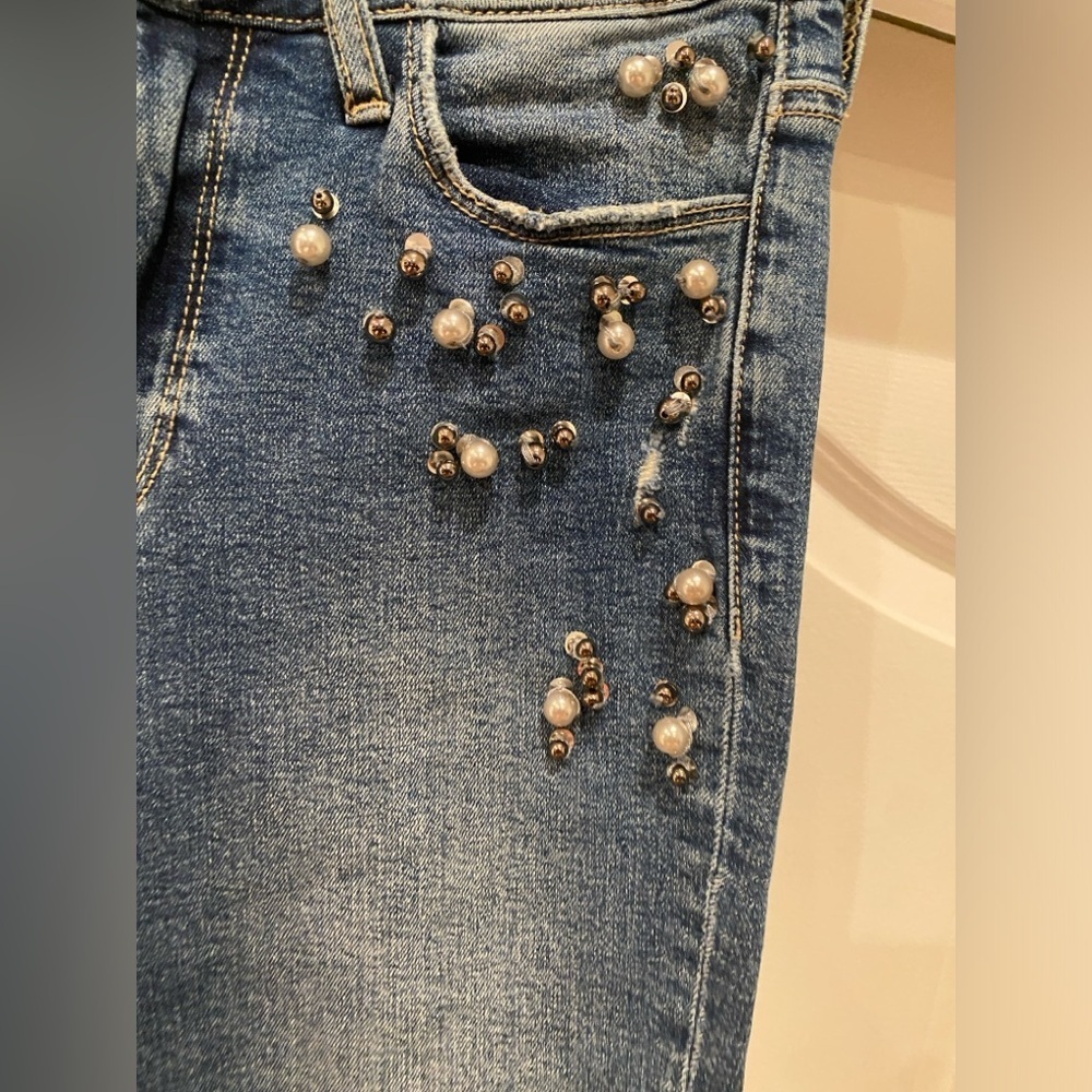 Paige Jacqueline High Waist Ankle Straight Jeans naveen Embellished size 26 - Picture 4 of 8